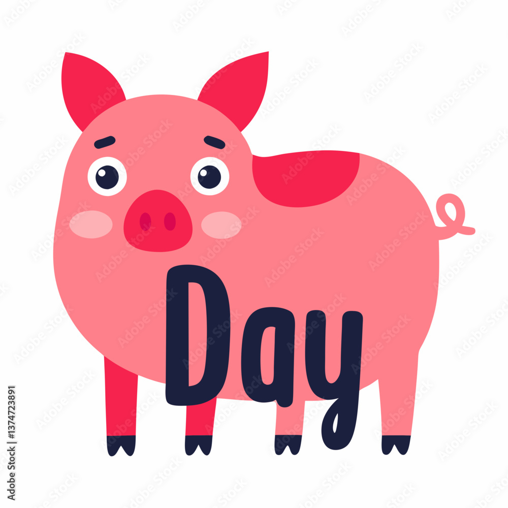 Naklejka premium vector hand drawn cartoon pig illustration