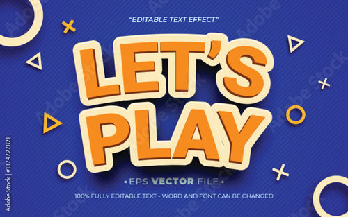 Lets Play Game 3d text effect editable vector