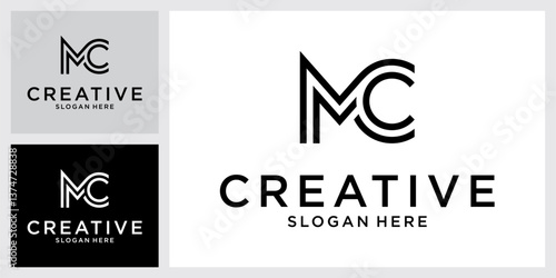 MC or CM initial letter logo design vector template