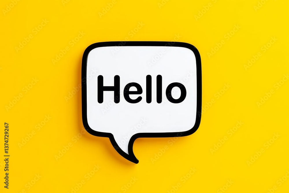 Hello Speech Bubble Isolated On Yellow Background. Hello Speech Bubble Isolated On Yellow Background.