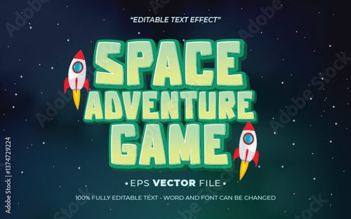 Space Adventure Game 3d text effect editable game title style