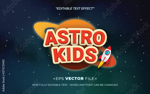 Astro kids 3d text effect editable game title style