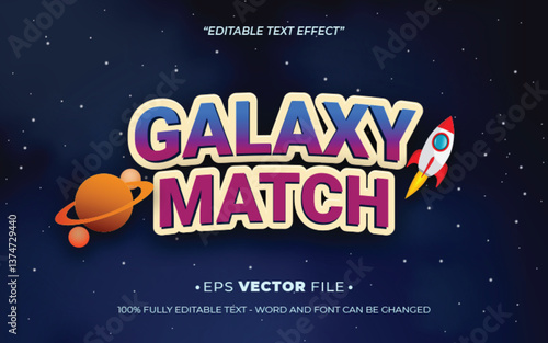 Galaxy Match 3d text effect editable game title style