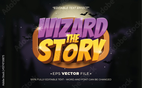 The Wizard Story 3d text effect editable game title style