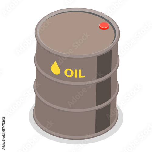 3D Isometric Flat Vector Illustration of Gas Cylindrical Containers, Metal Tanks with Industrial Liquefied Oxygen. Item 2