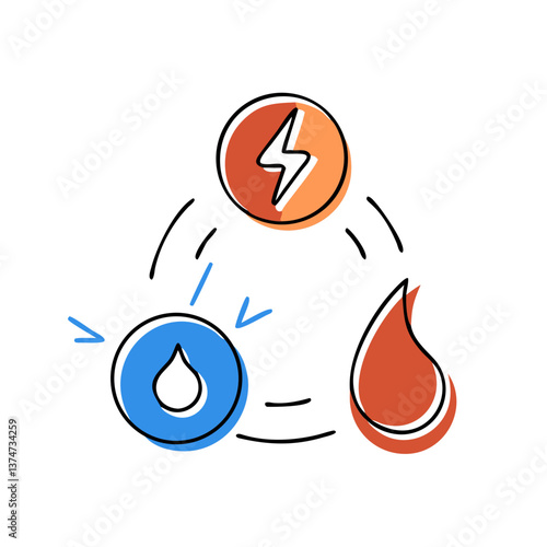 NAD+ Molecule Interaction in Energy, Water, and Fire Concept  
