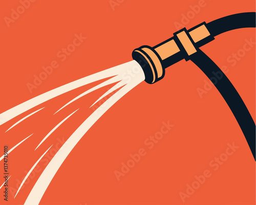 Firefighter hose nozzle spraying a powerful stream of water to extinguish flames.