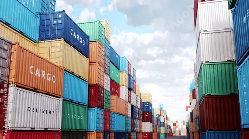 Cargo containers in a port. Freight shipping, import and export, logistics and transportation