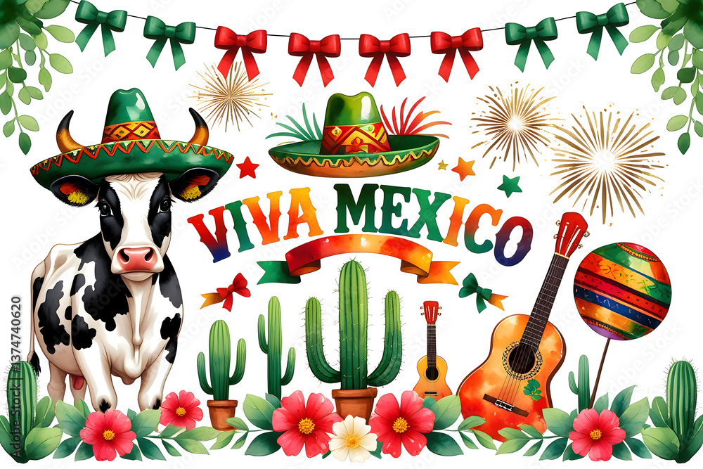 Fototapeta premium Celebration of Mexican culture with traditional elements including festive decorations and symbols of heritage