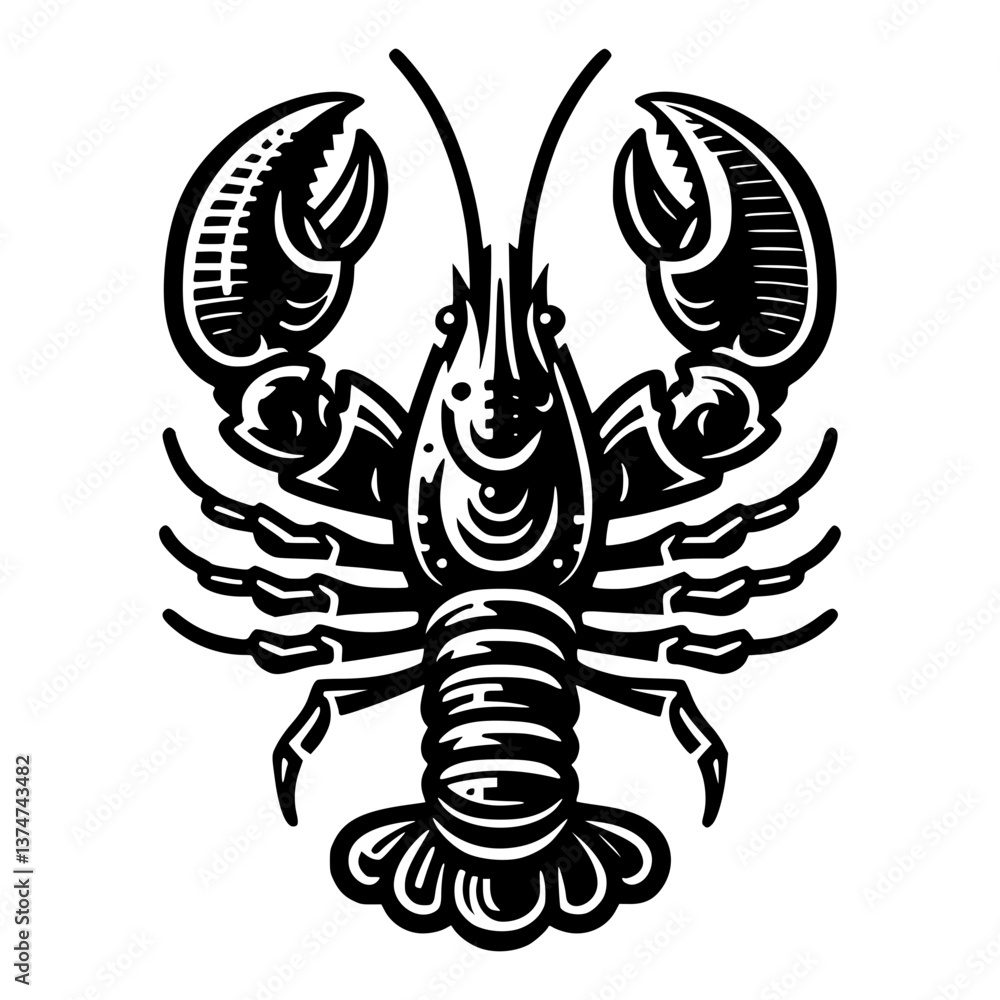Obraz premium Black lobster vector art icon