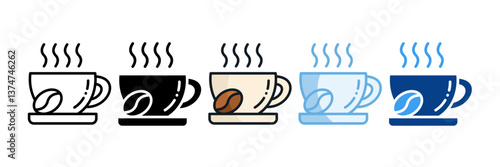 Coffee Cup Icon Set Multiple Style Collection