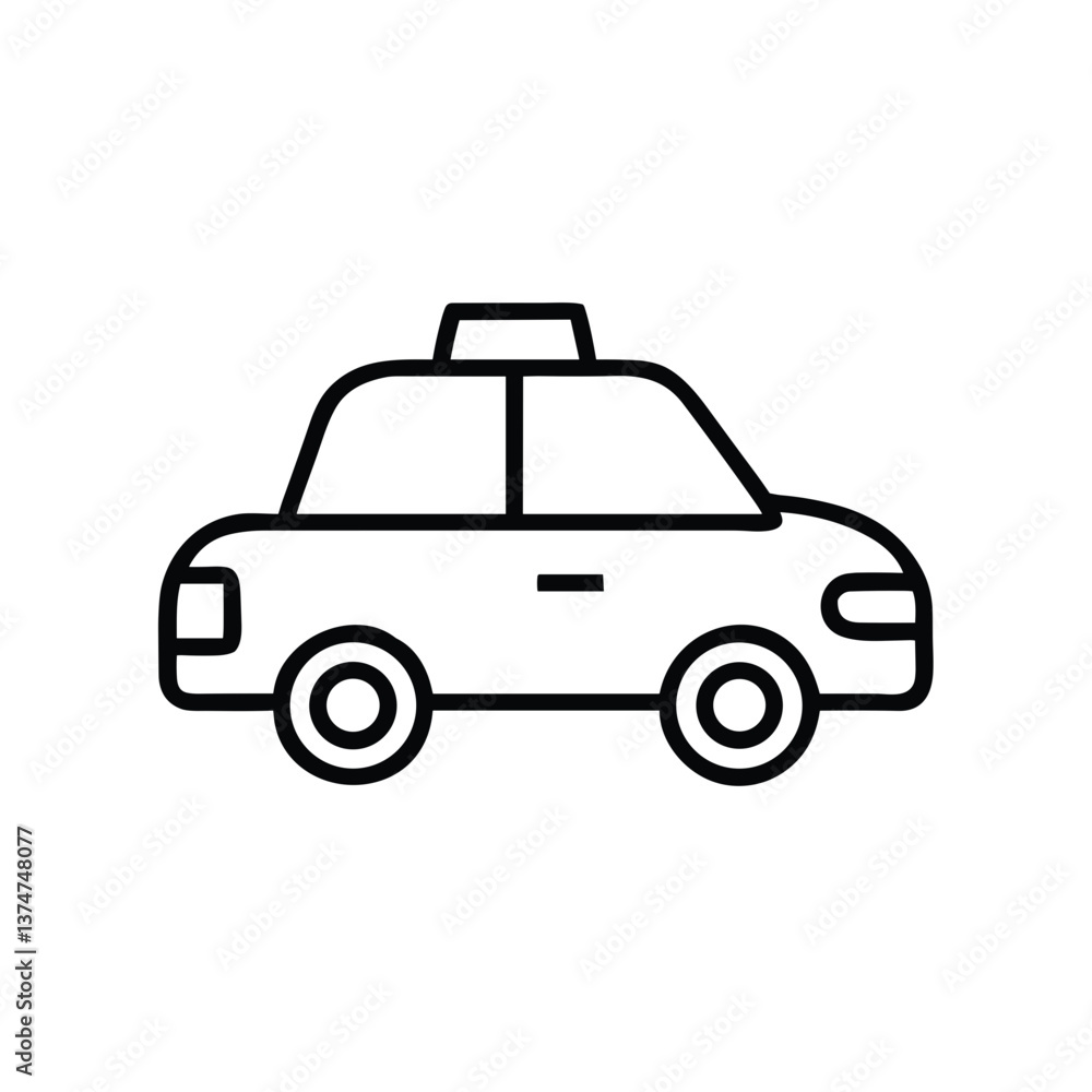 Obraz premium Taxi Car Icon for Transportation Apps, Urban Mobility Websites, City Travel Services, Ride-Sharing Platforms, and Tourism Information Materials