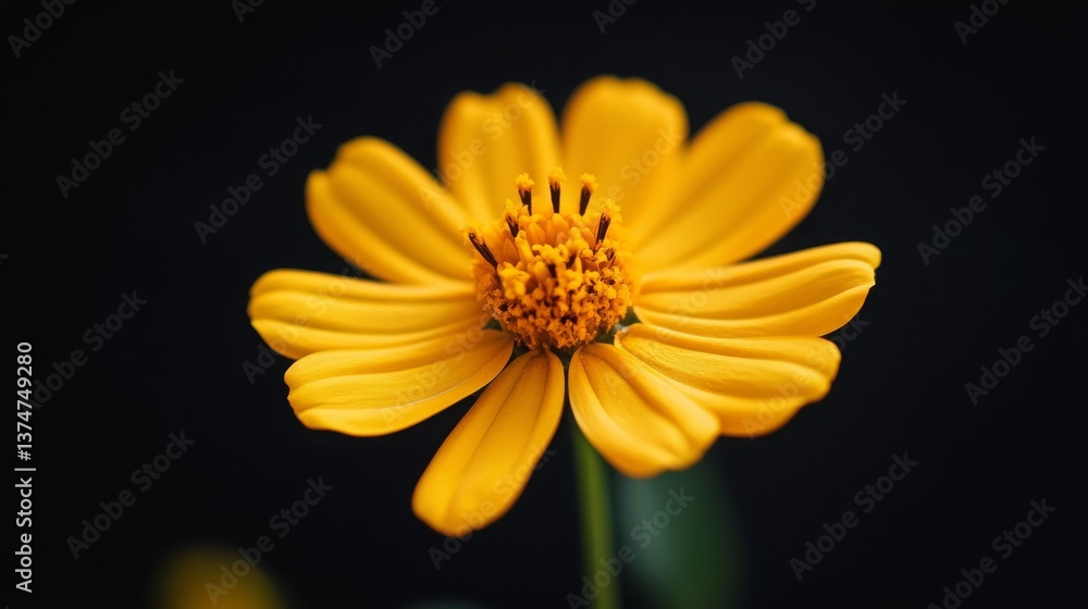 Obraz premium Close-up of a flower with a black background, creating a dramatic contrast. 