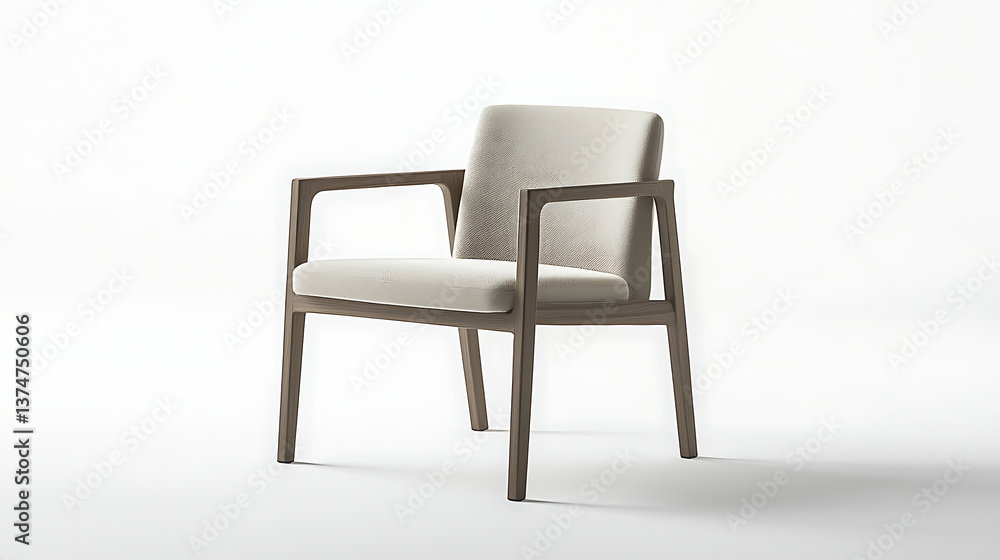 Obraz premium A wooden chair with a white cushion sits on a white background