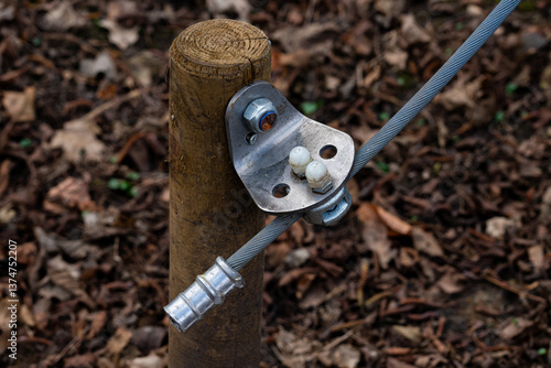 Wallpaper Mural Cable connector secured to wooden post in outdoor setting Torontodigital.ca