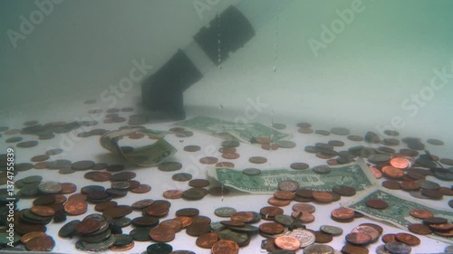 money getting vacuumed up underwater