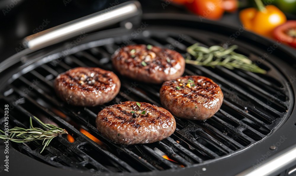 Grill, dania mięsne na grilu, kiełbasa i kotlety