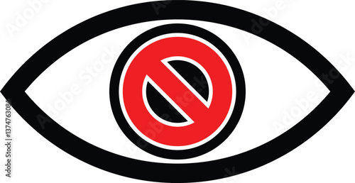 Blind Eye with Restriction Icon Symbol