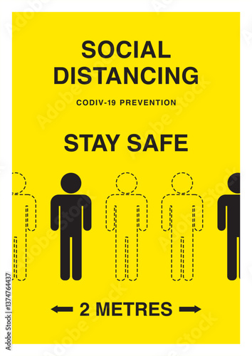 Social Distance Of 2m From Others Covid-19 Sign