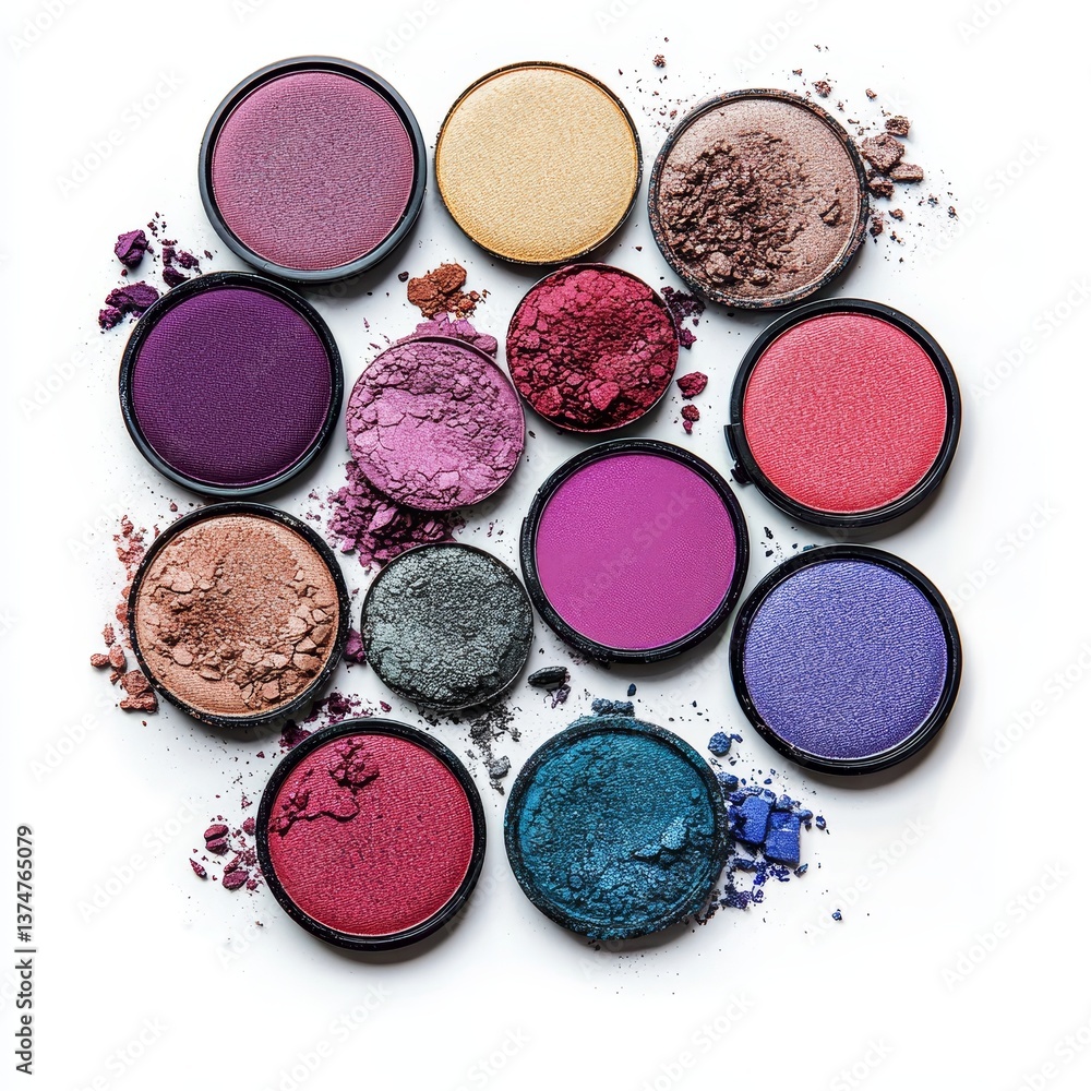 Cosmetic sets that include eye shadows and brushes housed in plastic cases Cosmetic sets that include eye shadows and brushes housed in plastic cases