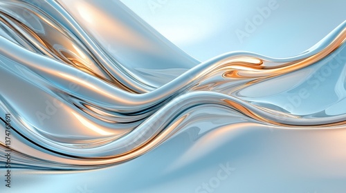 Wallpaper Mural Soft waves of metallic material reflect warm light, creating an abstract and dynamic visual experience in a bright environment. Colors interplay harmoniously, enhancing the beauty. Torontodigital.ca