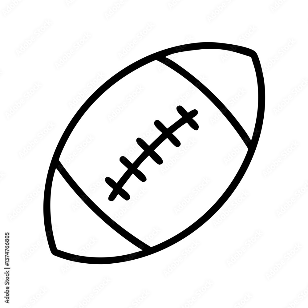 Rugby Ball Outline Illustration in Black and White Rugby Ball Outline Illustration in Black and White