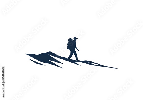 Wallpaper Mural Adventurous Hiker Silhouette on Mountain Peak Trekking Backpack Travel Journey Torontodigital.ca