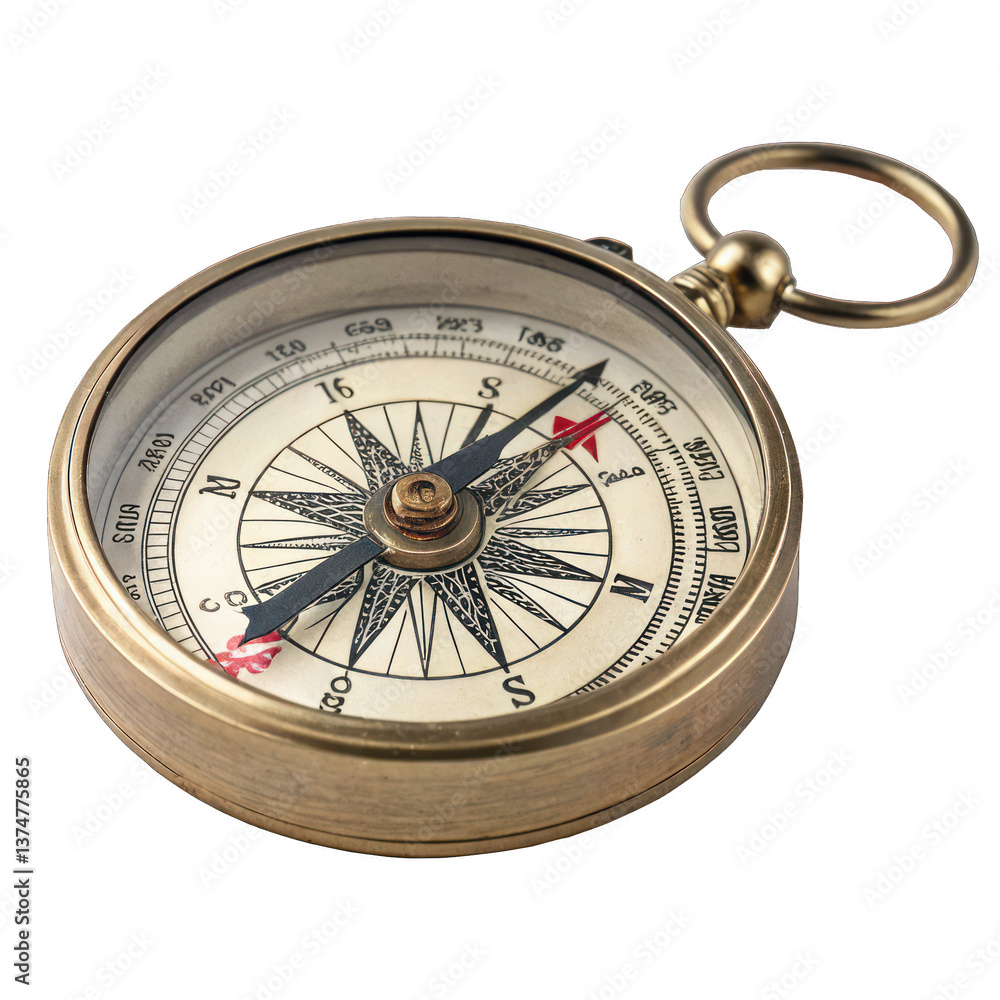 a detailed image of a classic compass with its needle pointing the direction. It embodies the spirit of exploration, and finding the correct direction a detailed image of a classic compass with its needle pointing the direction. It embodies the spirit of exploration, and finding the correct direction