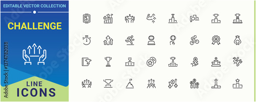 Challenge linear icon. Contains such symbols as fight, champ, sport, rival, sports and more. Competition icon. Collection of simple line web icons. Vector illustration. Pixel perfect.