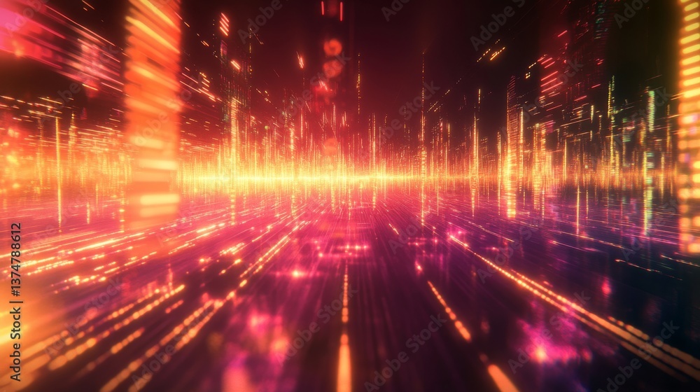 High-Tech Representation of Sound Waves Forming a Glowing Pattern in Mid-Air High-Tech Representation of Sound Waves Forming a Glowing Pattern in Mid-Air