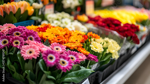 Wallpaper Mural A fresh flower section in a supermarket with colorful bouquets on display. Torontodigital.ca