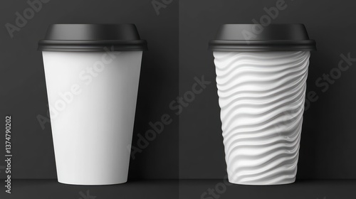 Wallpaper Mural Blank Coffee Cups, Mockup, Design, Black Background Torontodigital.ca