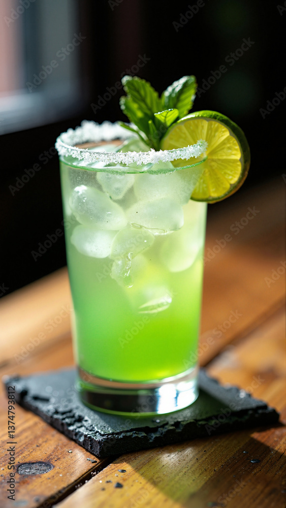 Classic margarita cocktail in a stylish glass with lime and mint garnish, isolated on transparent background, perfect for bar menus, beverage ads, and lifestyle blogs keywords: margarita, Classic margarita cocktail in a stylish glass with lime and mint garnish, isolated on transparent background, perfect for bar menus, beverage ads, and lifestyle blogs keywords: margarita,
