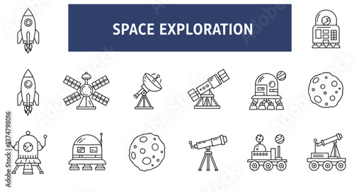 Space Exploration: Line Art Icons
