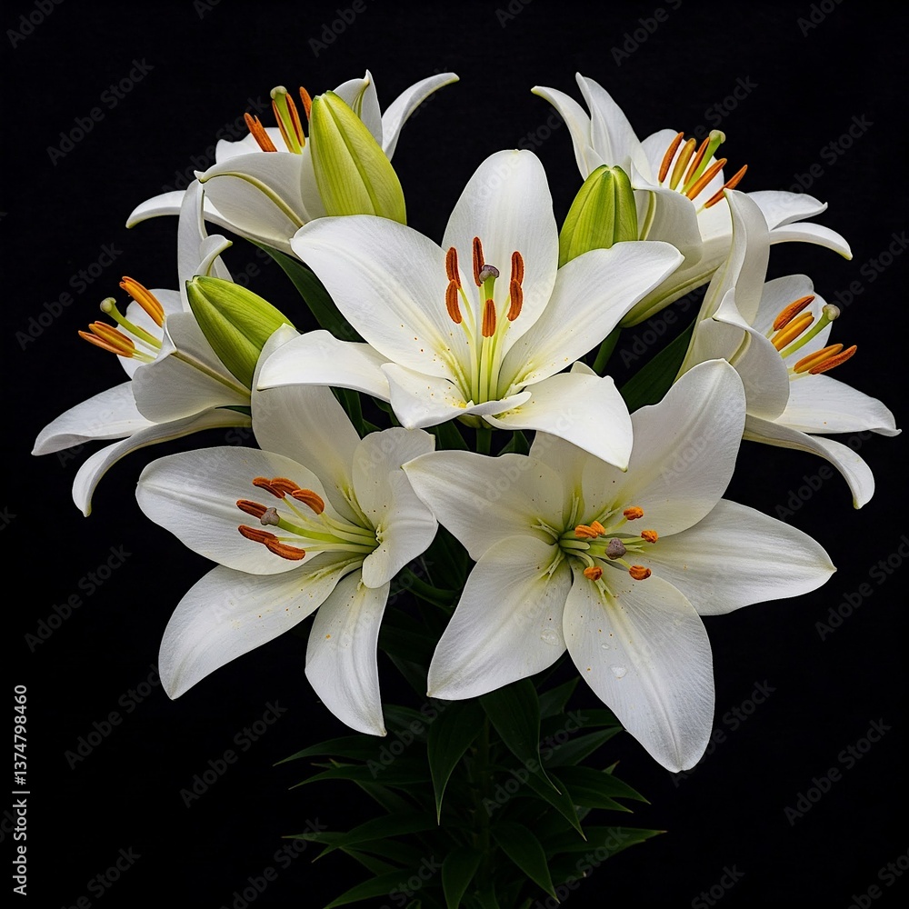 Fototapeta premium white lilies on black background