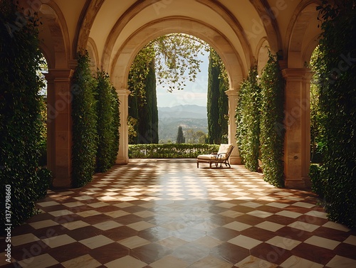 Tuscan Villa Courtyard View.