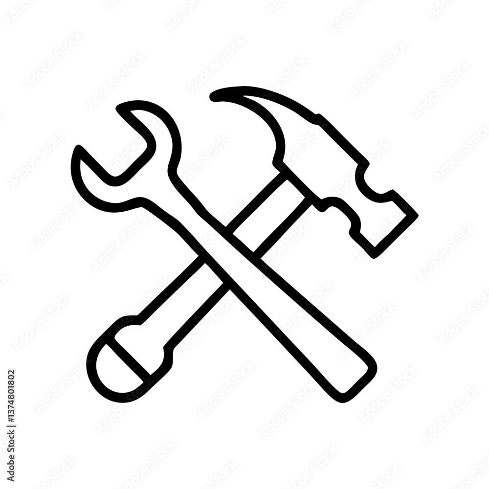 Tools crossed icon, vector Tools crossed icon, vector
