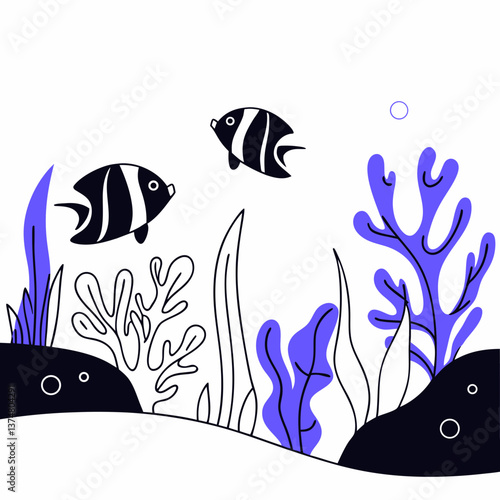 Underwater Diving Scene with Coral Reefs