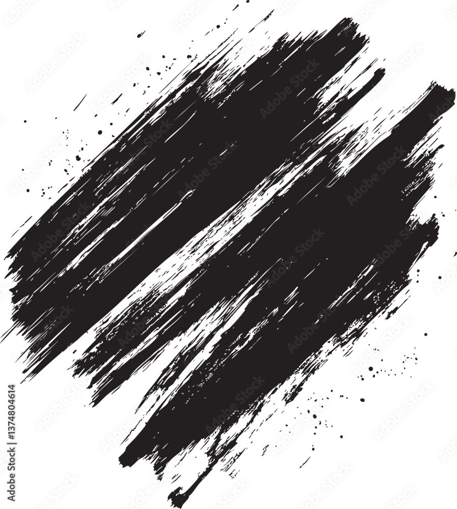 Abstract black brush strokes with ink splatters on white background. Vector illustration Abstract black brush strokes with ink splatters on white background. Vector illustration
