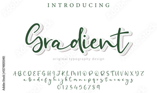 Gradient Font Stylish brush painted an uppercase vector letters, alphabet, typeface
