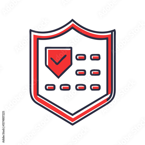 Security shield icon with checkmark and confirmation symbols  