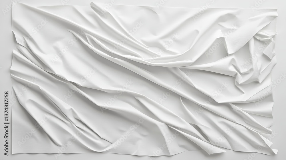 White fabric flowing softly, creating elegant abstract composition with delicate curves casting ethereal shadows and light interplay White fabric flowing softly, creating elegant abstract composition with delicate curves casting ethereal shadows and light interplay