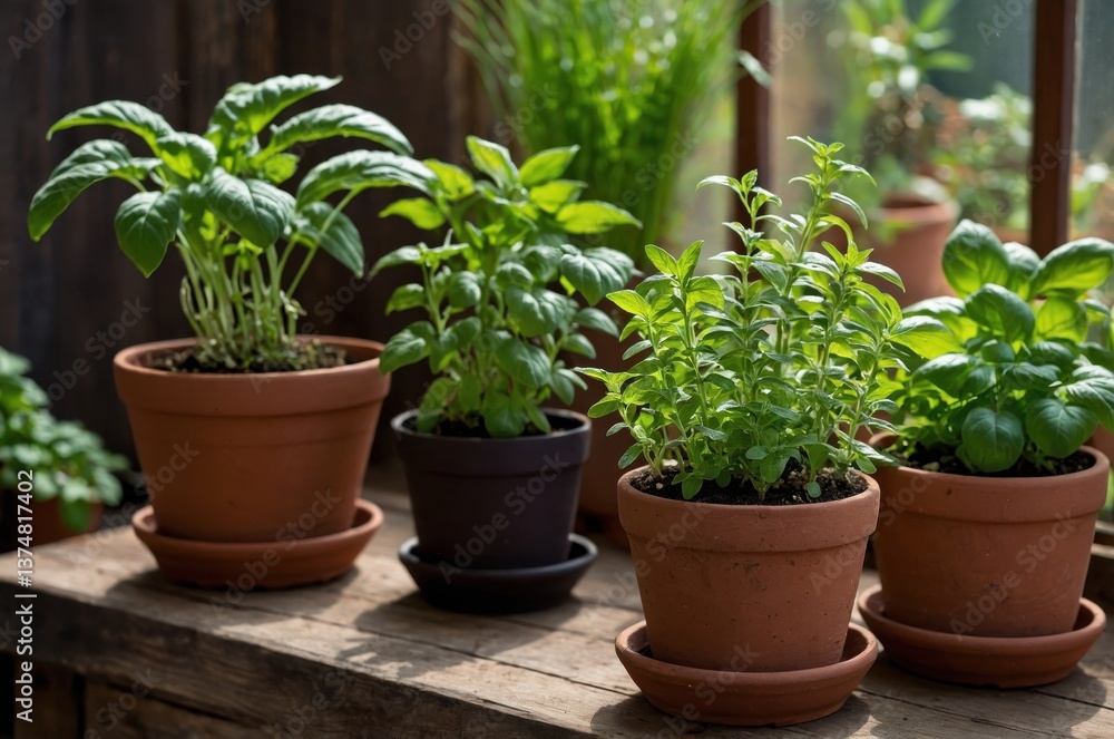 Herbs on a wooden table Herbs on a wooden table