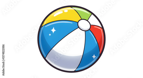 Free Download Cartoon Beach Ball Illustration with Vibrant Colors and Playful Design - GFXLoad