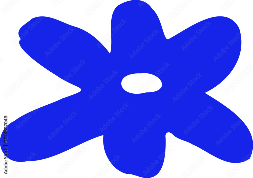 Fototapeta premium Blue abstract modern creative floral hand drawing doodle