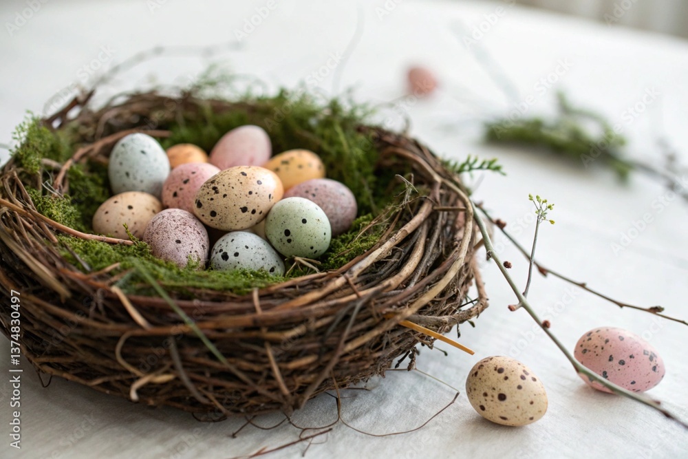 Obraz premium easter eggs in a nest