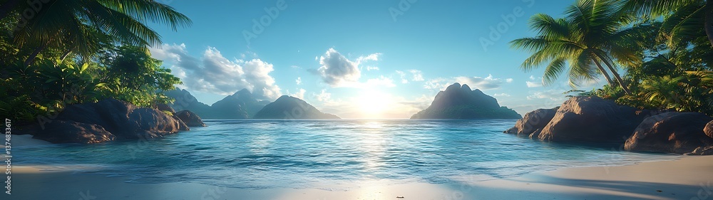 Fototapeta premium Tropical Sunset Beach Paradise.