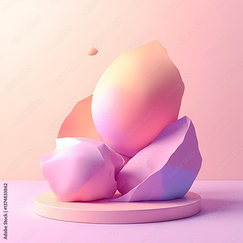 Fototapeta premium Pink Easter egg with ribbon and floral decorations in a spring holiday setting