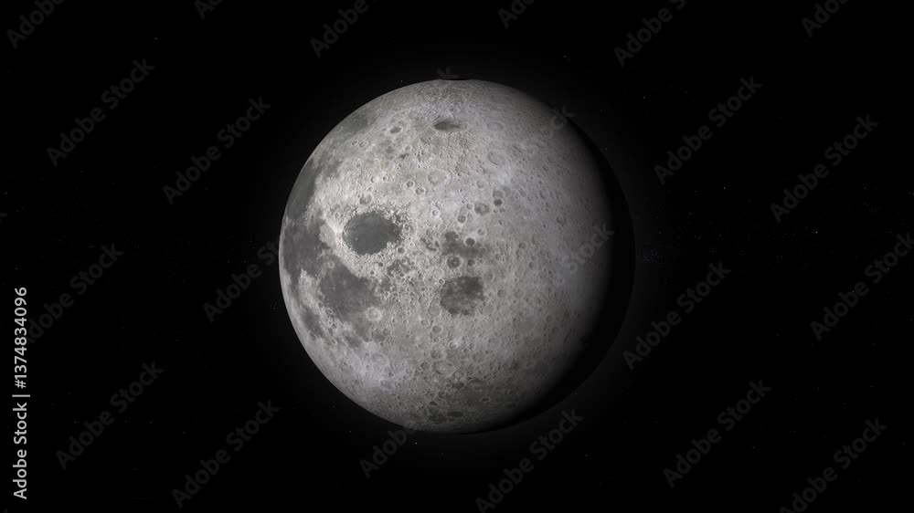 Realistic Full Moon Rotating From Space. 3d Animation. 4K Stock-Video ...