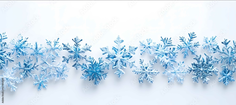 ZG041 Snowflake border on a white background winter theme light blue color scheme flat lay high resolution ZG041 Snowflake border on a white background winter theme light blue color scheme flat lay high resolution
